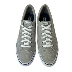 Keds Women's Size 11 Jump Kick Leather Comfort Sneaker Shoes Striped Knit Grey